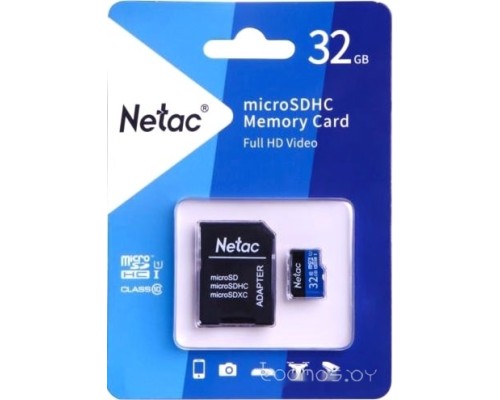Карта памяти Netac P500 Standard 32GB NT02P500STN-032G-R + адаптер