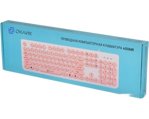 Клавиатура Oklick 400MR (белый/розовый)