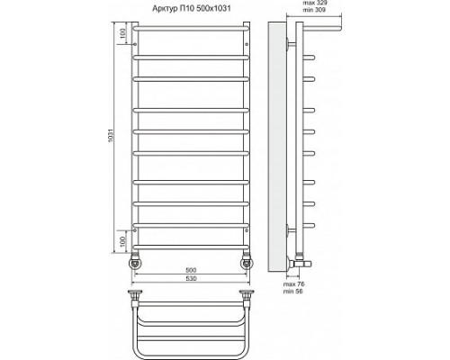 Водяной полотенцесушитель Terminus Арктур с полкой П10 500х1031