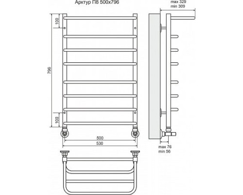 Водяной полотенцесушитель Terminus Арктур с полкой П8 500х796