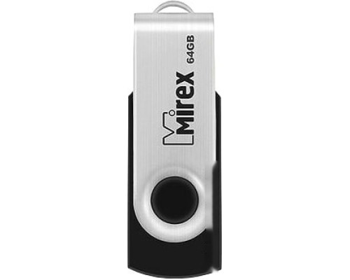 USB Flash Mirex Swivel Rubber 64GB (черный/серебристый)