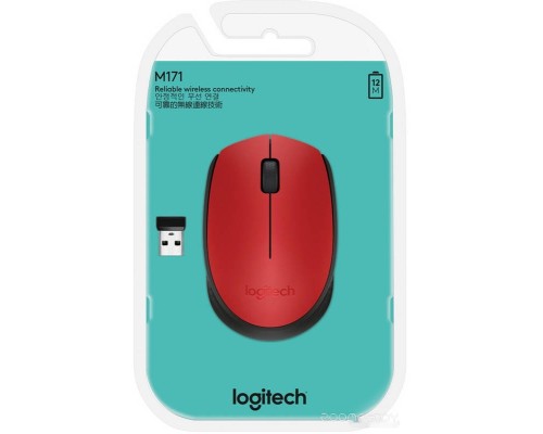 Мышь Logitech M171 Wireless Mouse красный/черный [910-004641]