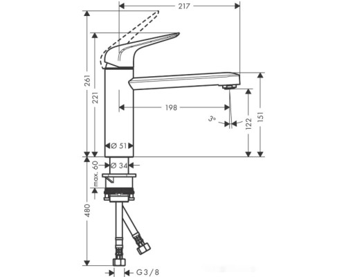 Смеситель Hansgrohe M421-H120 71806000