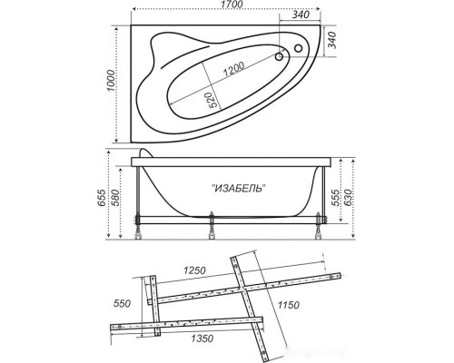 Ванна Triton Изабель 170x100L