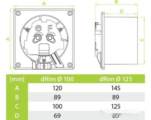 Вытяжная вентиляция AirRoxy dRim 100DTS-C171