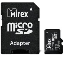 Карта памяти Mirex microSDHC UHS-I (Class 10) 16GB + адаптер [13613-ADSUHS16]