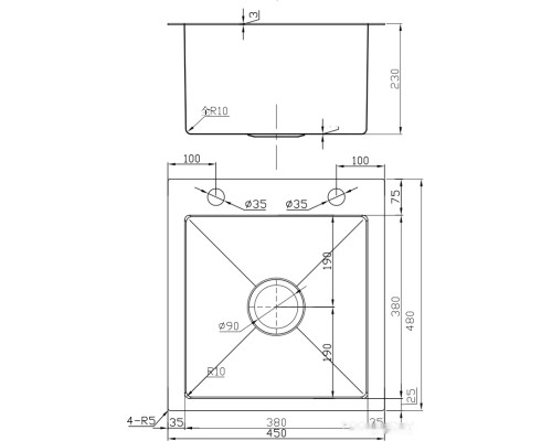 Кухонная мойка Avina HM4548 PVD (графит)