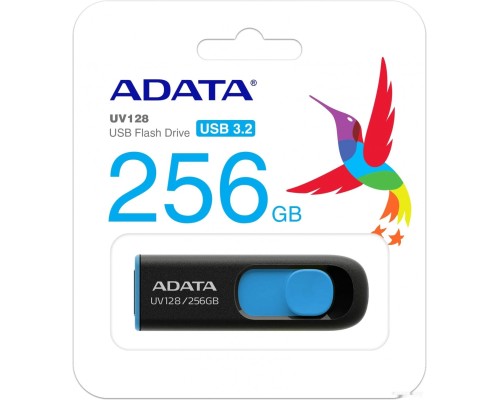 USB Flash A-Data DashDrive UV128 256GB (черный/синий)