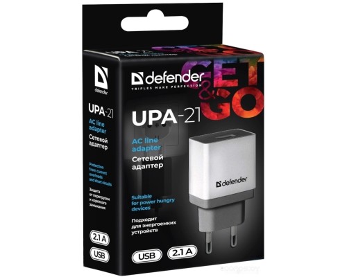 Сетевое зарядное Defender UPA-21 (белый)