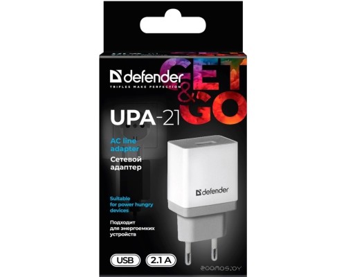 Сетевое зарядное Defender UPA-21 (белый)