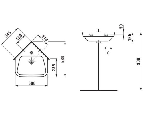 Умывальник Laufen Moderna Plus 816541 50x54.5