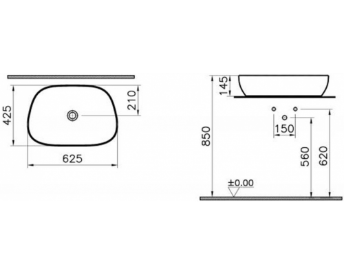 Умывальник Vitra Outline 5993B450-0016 Умывальник Vitra Outline 5993B450-0016