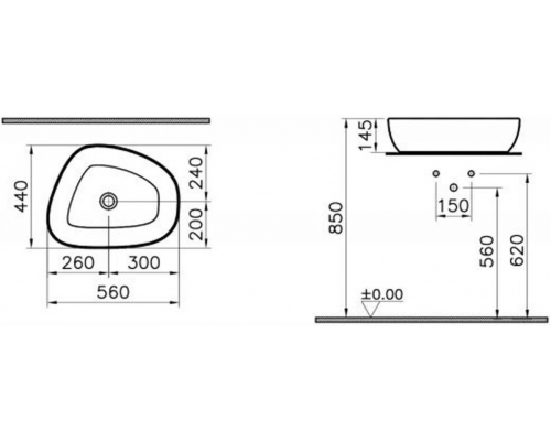 Умывальник Vitra Outline 5991B450-0016 Умывальник Vitra Outline 5991B450-0016