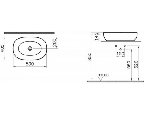 Умывальник Vitra Outline 5995B450-0016 Умывальник Vitra Outline 5995B450-0016