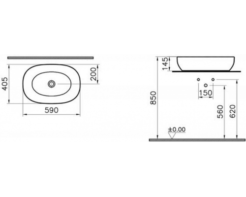 Умывальник Vitra Outline 5995B420-0016 Умывальник Vitra Outline 5995B420-0016