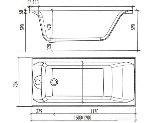 Ванна Eurolux Qwatry 150x70