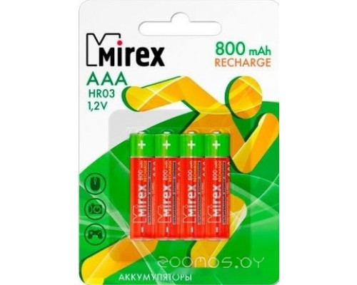 Аккумуляторы Mirex AAA 800mAh 4 шт HR03-08-E4