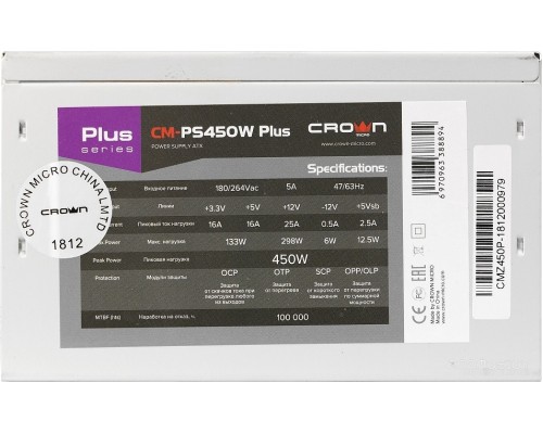 Блок питания CrownMicro CM-PS450W Plus