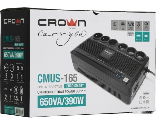 Источник бесперебойного питания CrownMicro CMUS-165 Euro Smart