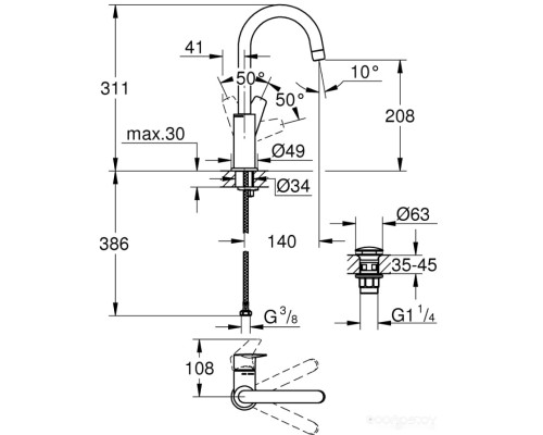 Смеситель Grohe Bauedge 23911001