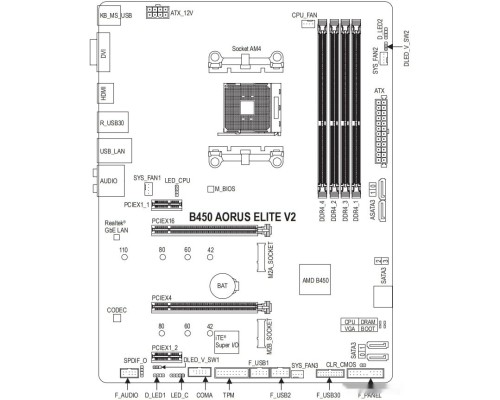 Материнская плата Gigabyte B450 Aorus Elite V2 (rev. 1.0)