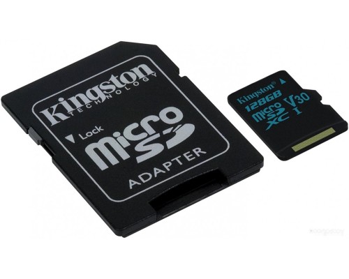 Карта памяти Kingston Canvas Go! SDCG2/128GB microSDXC 128GB (с адаптером)