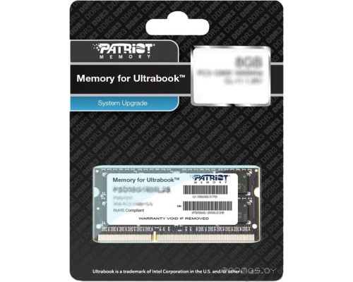 Модуль памяти Patriot Memory for Ultrabook 4GB DDR3 SO-DIMM PC3-10600 (PSD34G1333L2S)