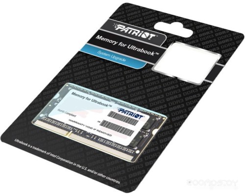 Модуль памяти Patriot Memory for Ultrabook 4GB DDR3 SO-DIMM PC3-10600 (PSD34G1333L2S)