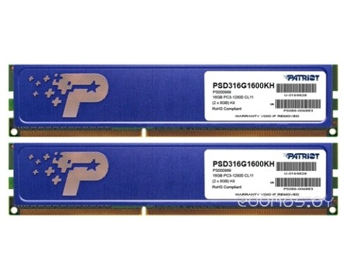 Модуль памяти Patriot Signature 2x8GB KIT DDR3 PC3-12800 (PSD316G1600KH)