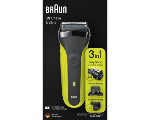 Электробритва мужская Braun Series 3 Shave&Style 300BT (зеленый)