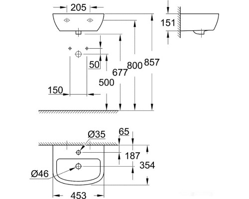 Умывальник Grohe 39424000 45.3x35.4 Умывальник Grohe 39424000 45.3x35.4