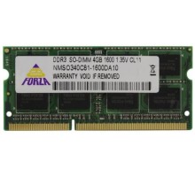 Модуль памяти Neo Forza 4GB DDR3 SODIMM PC3-12800 NMSO340C81-1600DA10