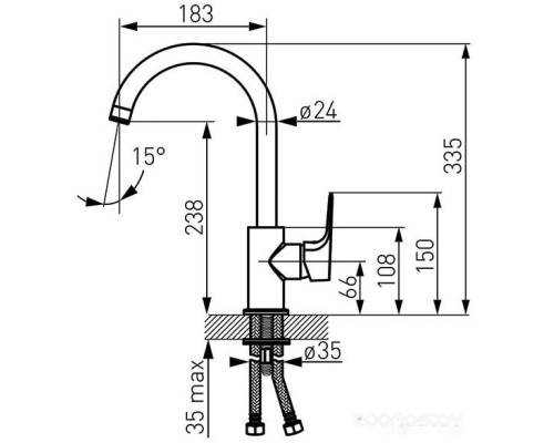 Смеситель Ferro Tiga VerdeLine BTG4VL-12