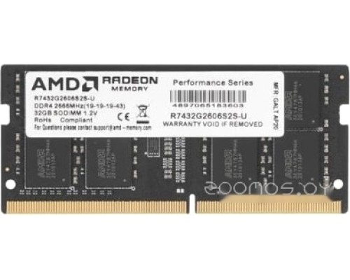 Модуль памяти AMD Radeon R7 32GB DDR4 SODIMM PC4-21300 R7432G2606S2S-U