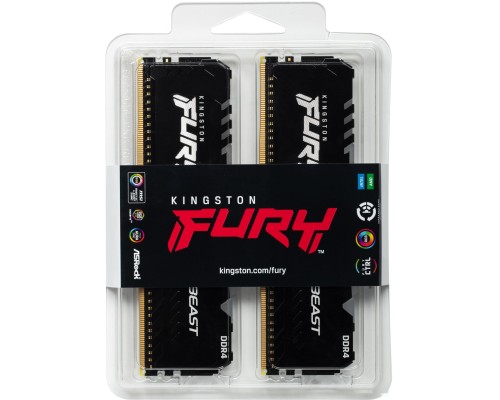 Модуль памяти Kingston FURY Beast RGB 2x8GB DDR4 PC4-24000 KF430C15BBAK2/16