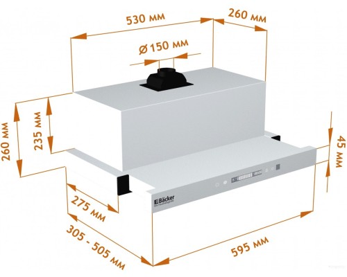 Вытяжка Backer TH60CL-15F1K-Shiny White MC