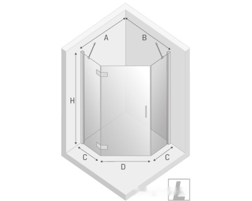 Душевой уголок NEW TRENDY New Azura 90x90 L K-0337