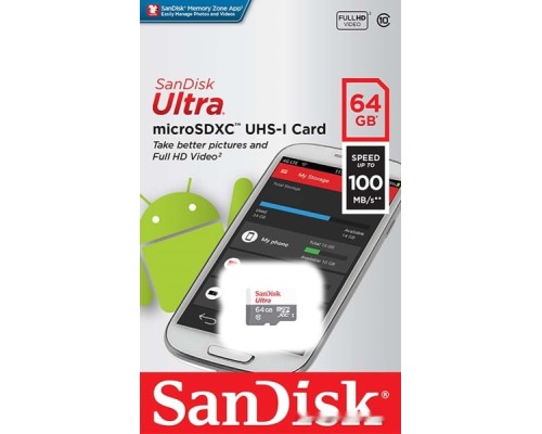 Карта памяти SanDisk Ultra SDSQUNR-064G-GN3MN microSDXC 64GB