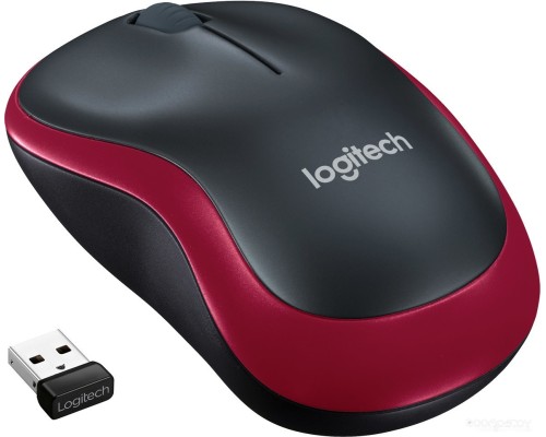 Мышь Logitech M185 (черный/красный)