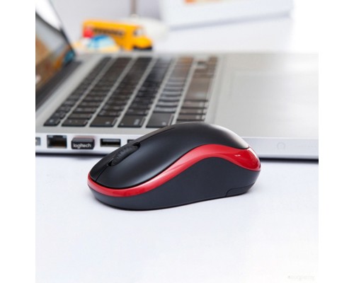 Мышь Logitech M185 (черный/красный)