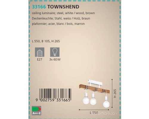 Подвесная люстра Eglo Townshend 33166