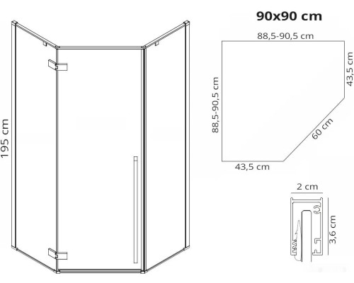 Душевой уголок Rea Diamond 90x90