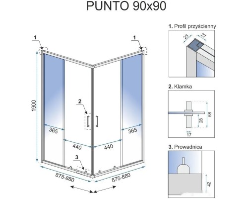 Душевой уголок Rea Punto 90x90 (черный/прозрачное стекло)