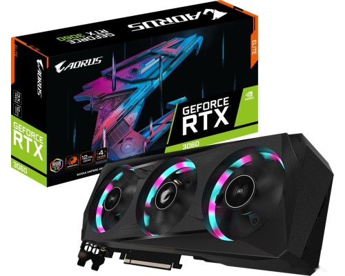 Видеокарта Gigabyte Aorus GeForce RTX 3060 Elite 12GB GDDR6 (rev. 2.0)