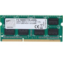 Модуль памяти G.SKILL 4GB DDR3 SODIMM PC3-12800 F3-1600C11S-4GSL