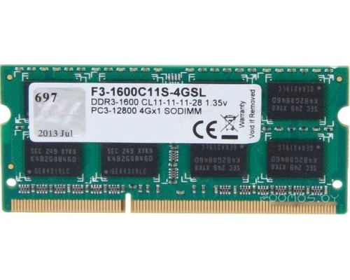 Модуль памяти G.SKILL 4GB DDR3 SODIMM PC3-12800 F3-1600C11S-4GSL