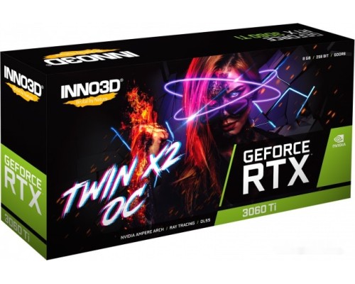 Видеокарта Inno3D GeForce RTX 3060 Ti Twin X2 OC LHR 8GB N306T2-08D6X-119032DH