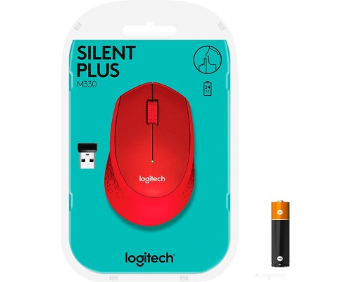 Мышь Logitech M330 Silent Plus (красный)