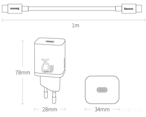 Сетевое зарядное Baseus TZCCSUP-L02