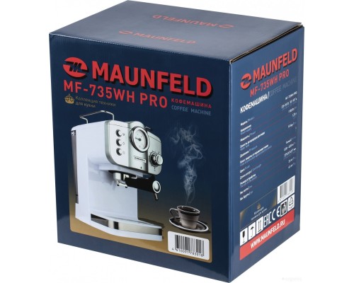 Рожковая помповая кофеварка Maunfeld MF-735WH Pro